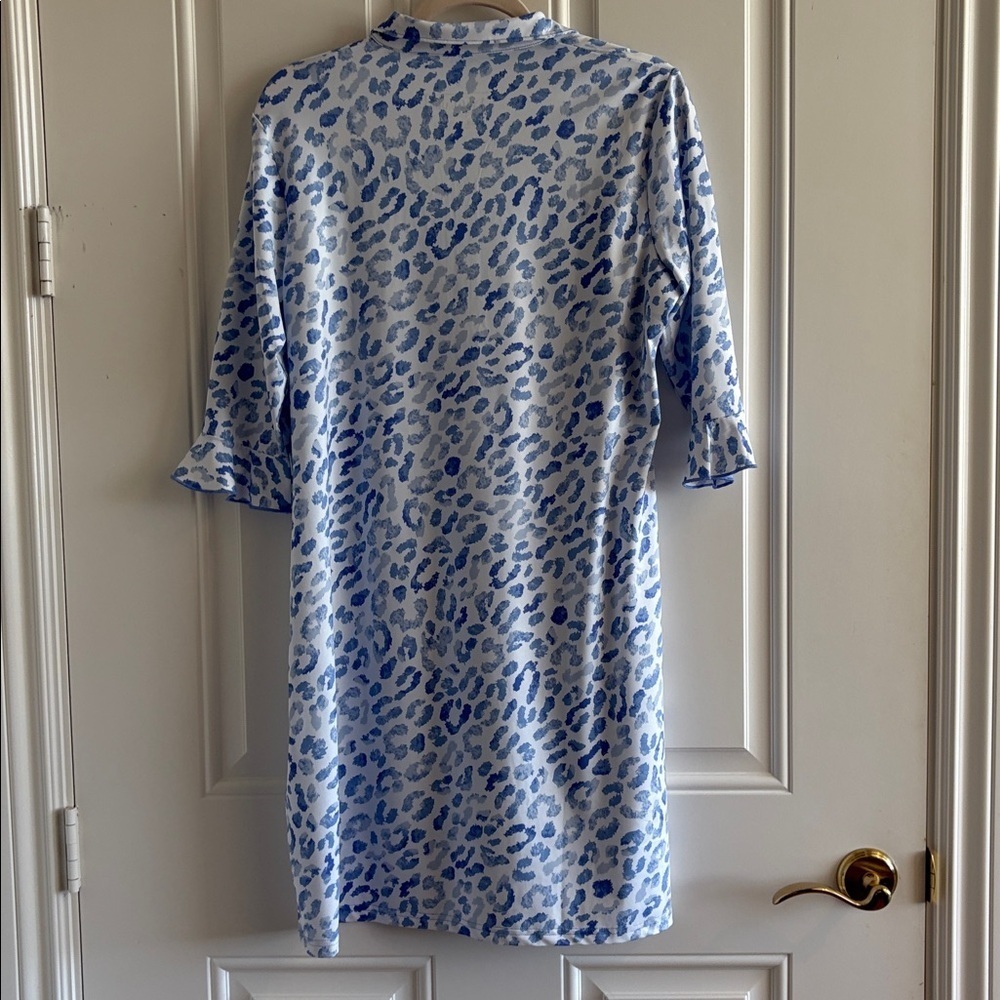 Ana Claire Active Blue and Gray Animal Print Dress SPF 50 Sz L - Picture 6 of 7